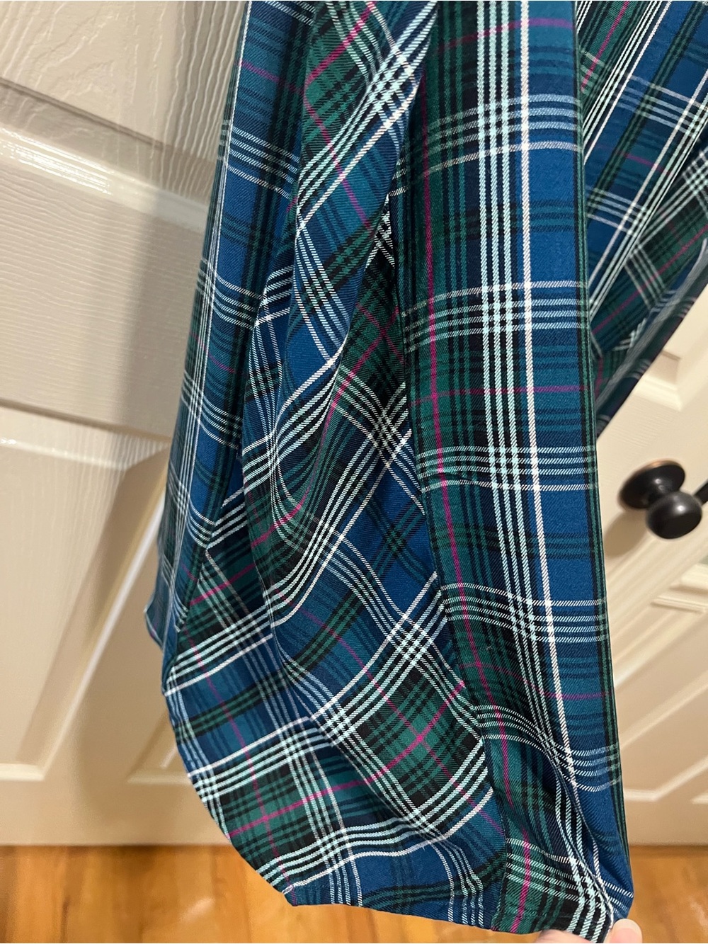 J.Jill Plaid Button Front Tunic Blouse Size Large Blue Green Rayon - Picture 11 of 11